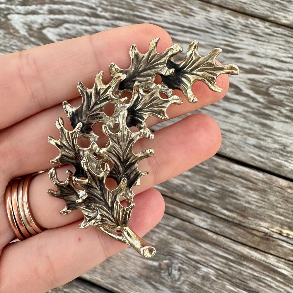 Vintage Leaf Stack Brooch, Fall Jewelry